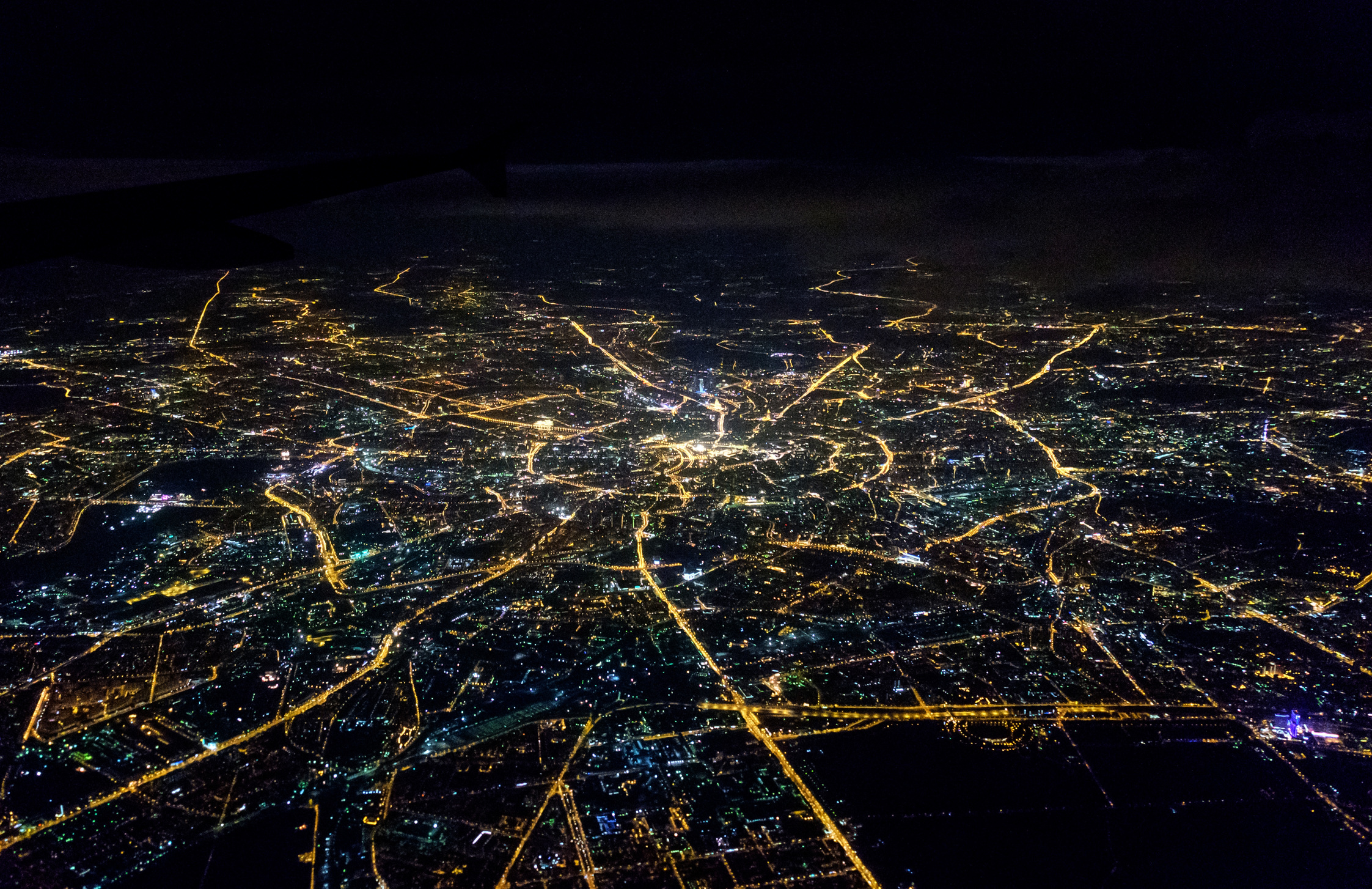 Aerial View of a City at Night